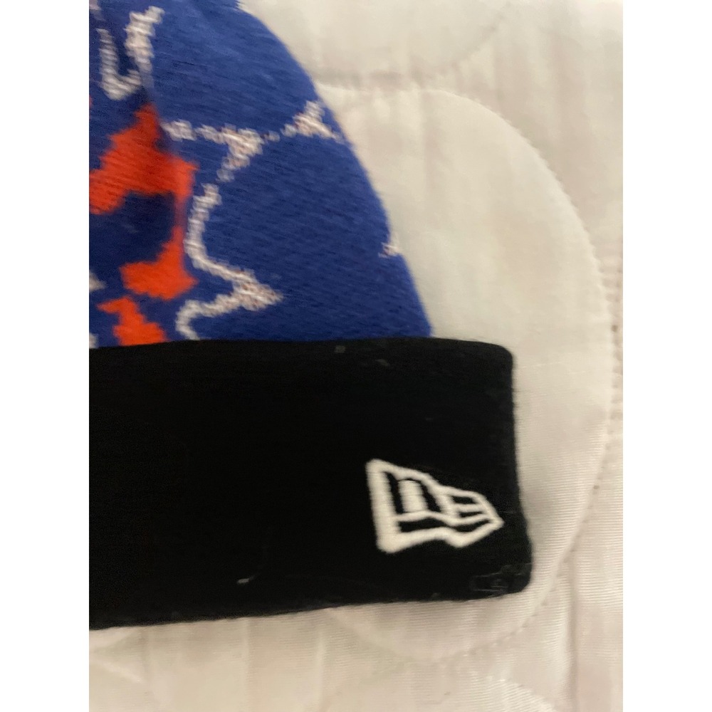 New York Knicks New Era Beanie Hat Blue Orange Snowflake Fair Isle Pom Knit Cap - Picture 2 of 5